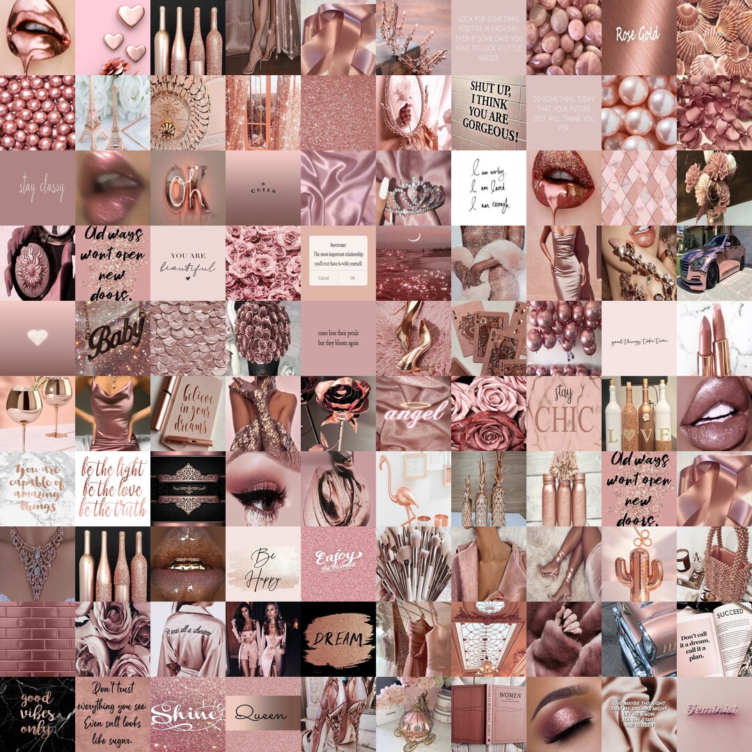 Rose Gold Aesthetic Wall Collage, Pink Wall Collage, Gold Aesthetic Décor, Beauty Room Décor, Chic Digital Prints, 120PC DIGITAL DOWNLOAD