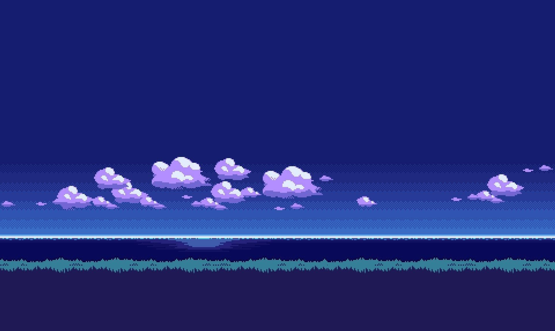 Download Perfectly Blue Sky In Aesthetic Pixel Art HD Wallpaper