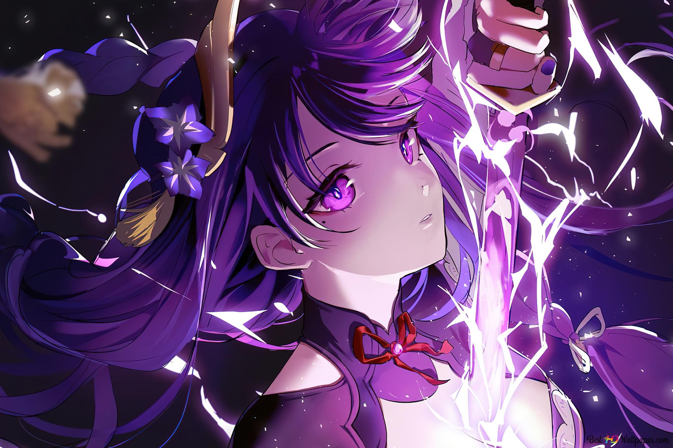 Anime girl Raiden Shogun. Genshin Impact 4K wallpaper download