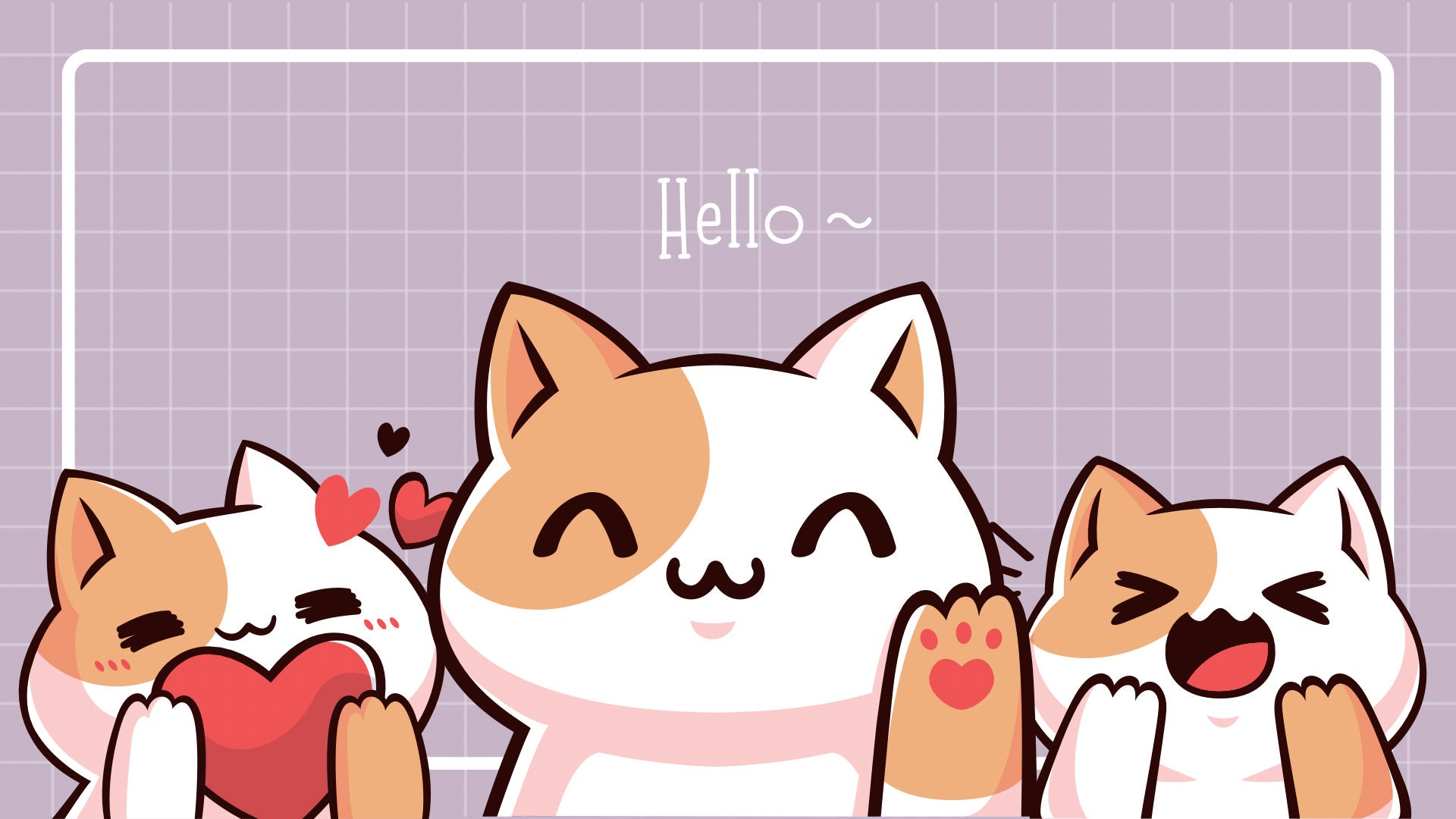 Hello Cat. Wallpaper. Digital Wallpaper for Desktop, Laptop