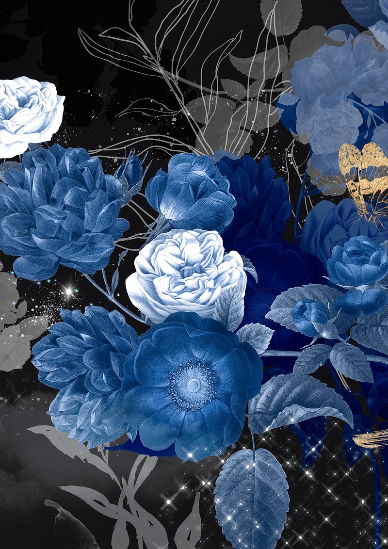 Dark Blue Floral Background Design Image Wallpaper