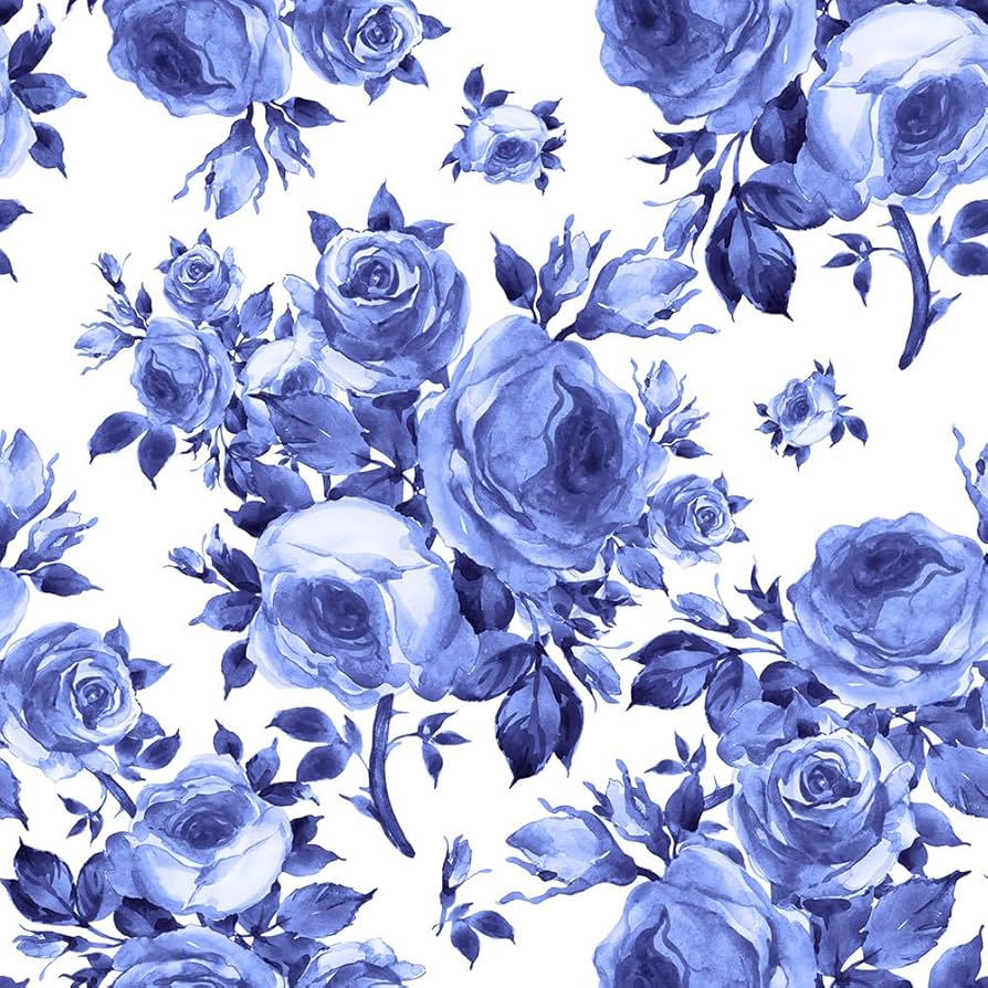 Blue Navy White Rose Flower Peel And Stick Self Adhesive Wallpaper Removable Contact Paper Stick On Easy Peel Off Wall Paper For Kitchen