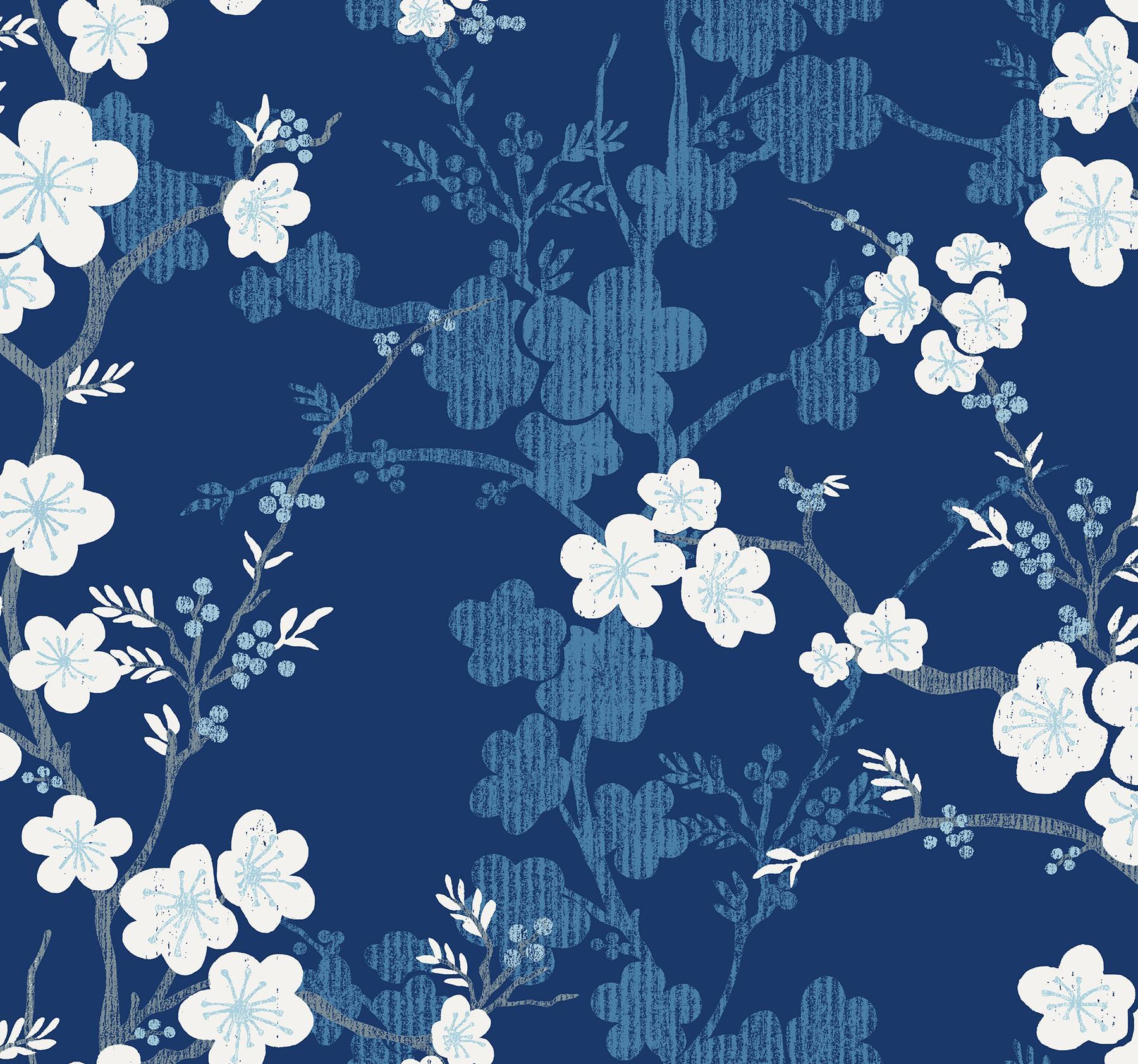 A Street Prints Daylight Flowers Navy Wallpaper