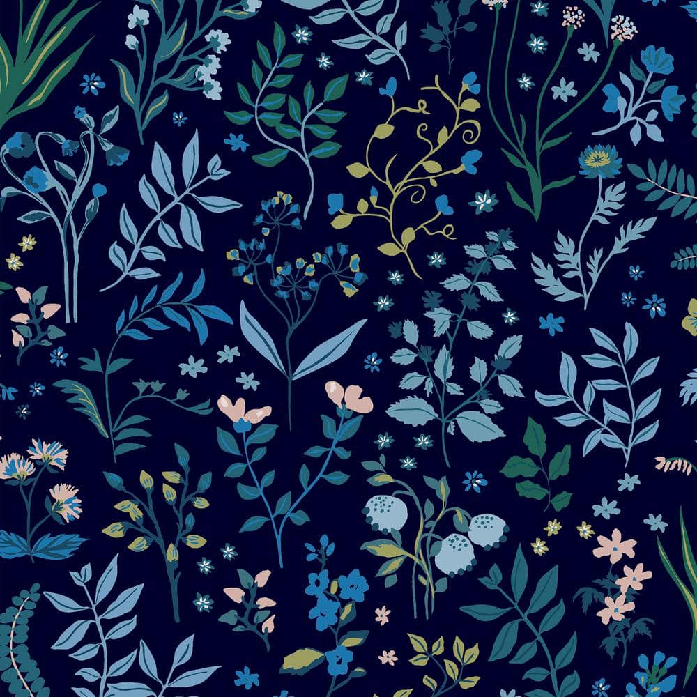 JOULES Holcombe Floral Navy Blue Wallpaper Sample 12087494 Home Depot