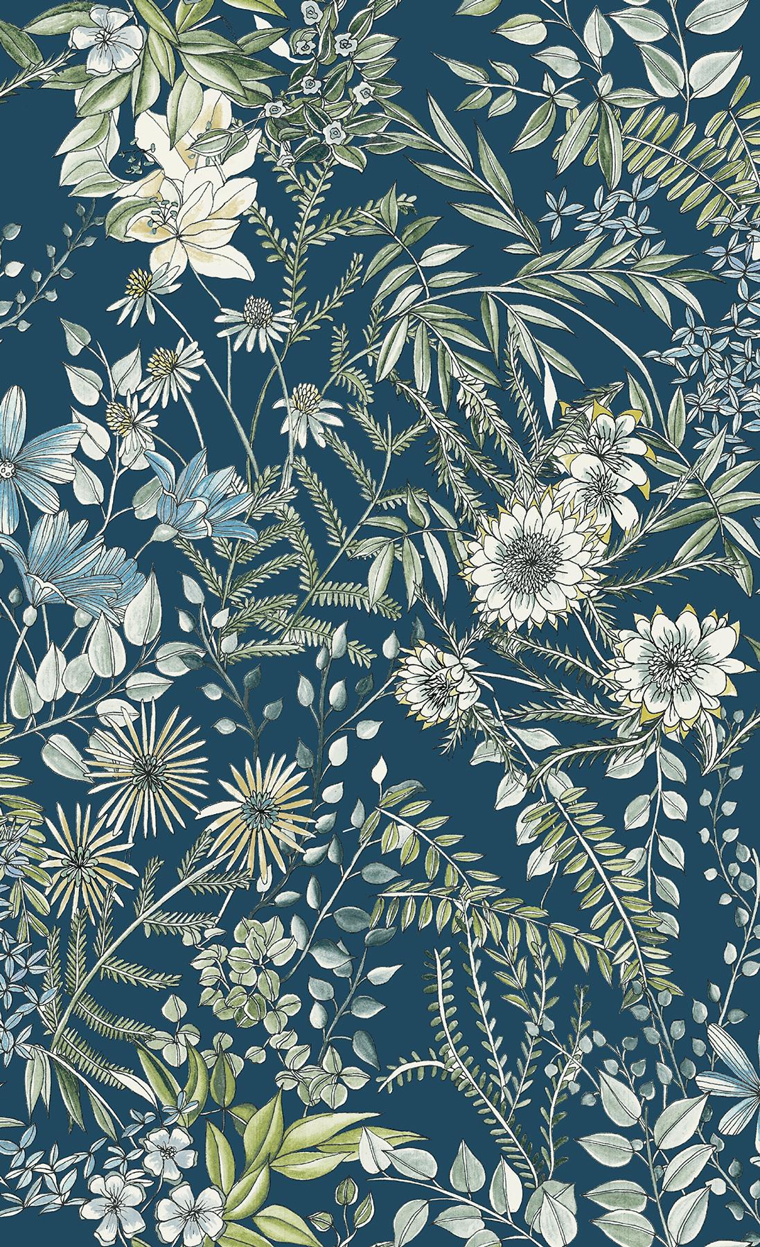 A Street Prints Folklore 2821 12902 Navy Wallpaper
