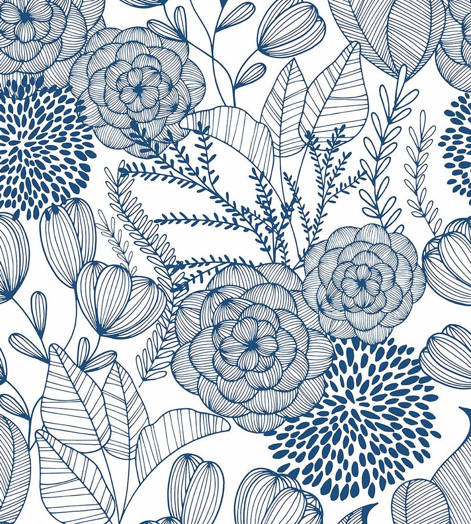A Street Prints Alannah Navy Botanical Wallpaper