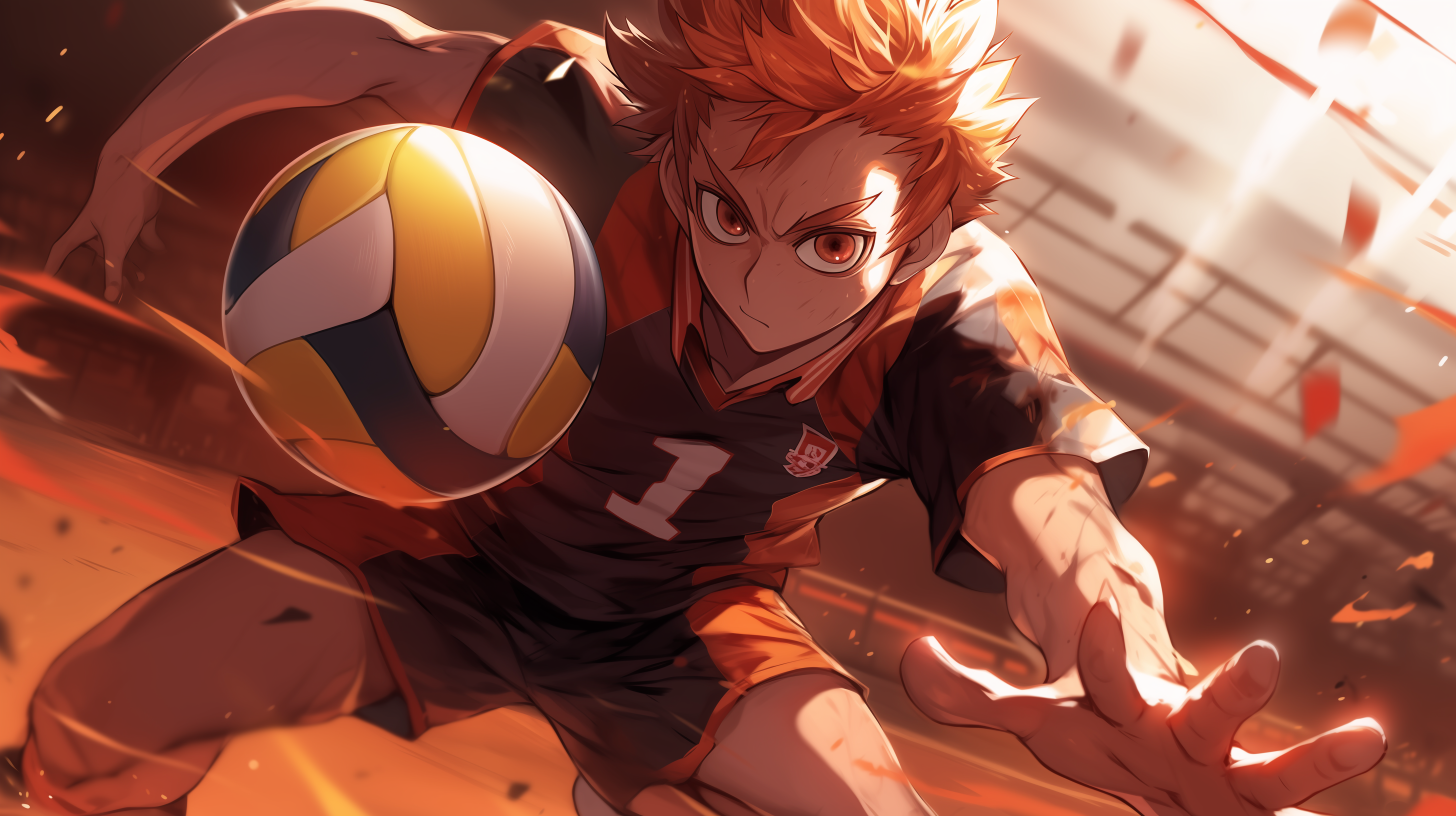 Hinata in Action: Haikyū!! Anime Volleyball HD Wallpaper