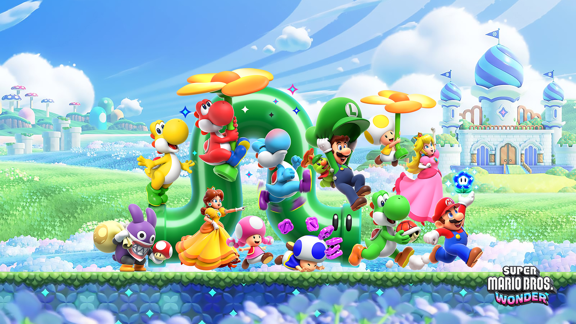 Super Mario Bros. Wonder Wallpaper with Monocle