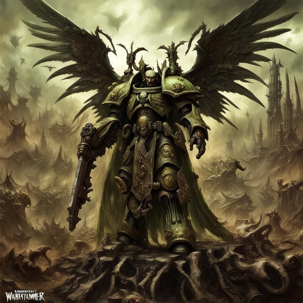 single image, full body, warhammer 40k mortarion