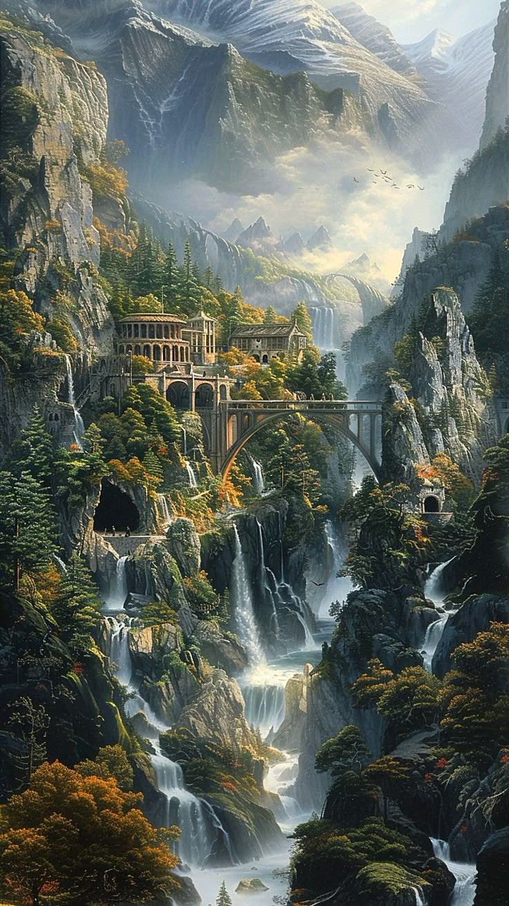Rivendell fantasy landscape art