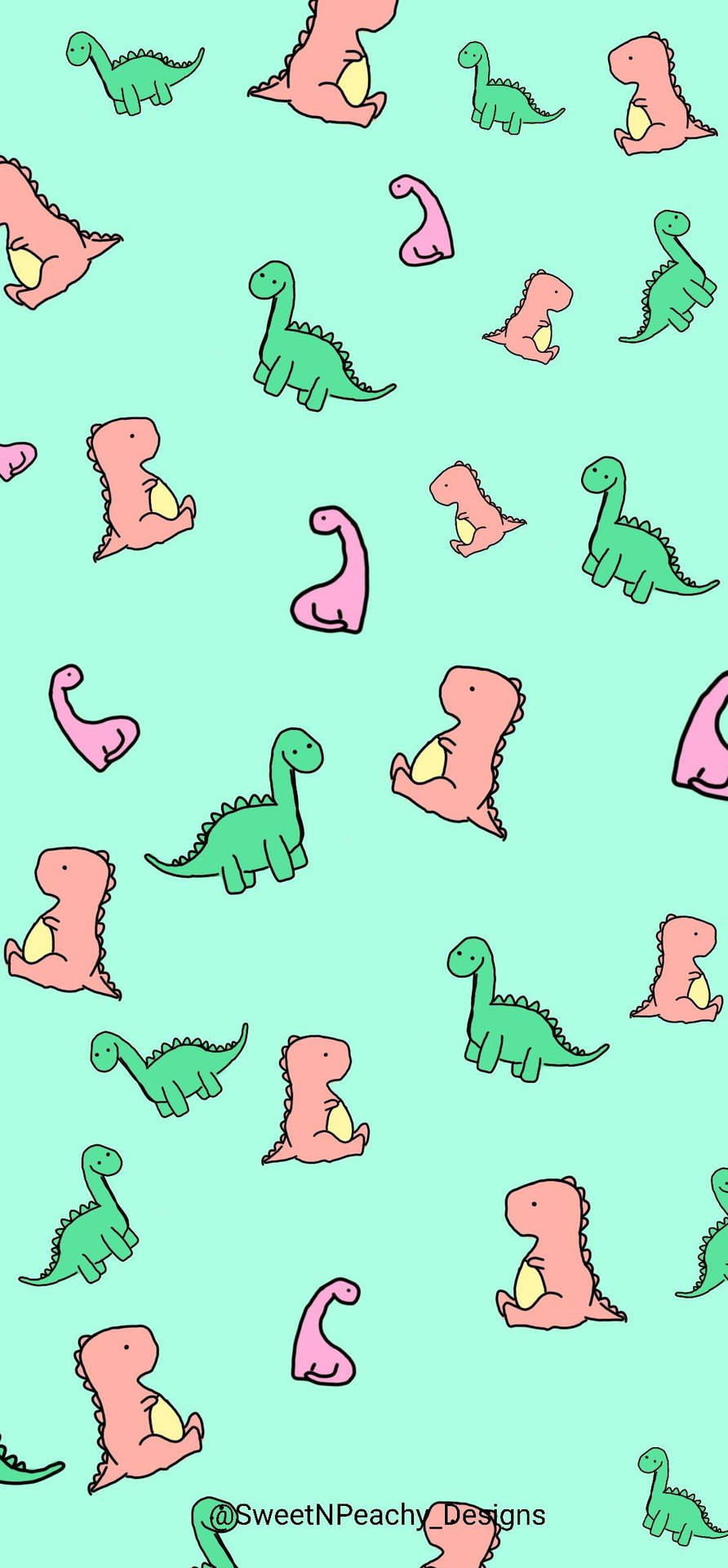 Download free Green, Pink, And Red Dino Kawaii iPhone Wallpaper