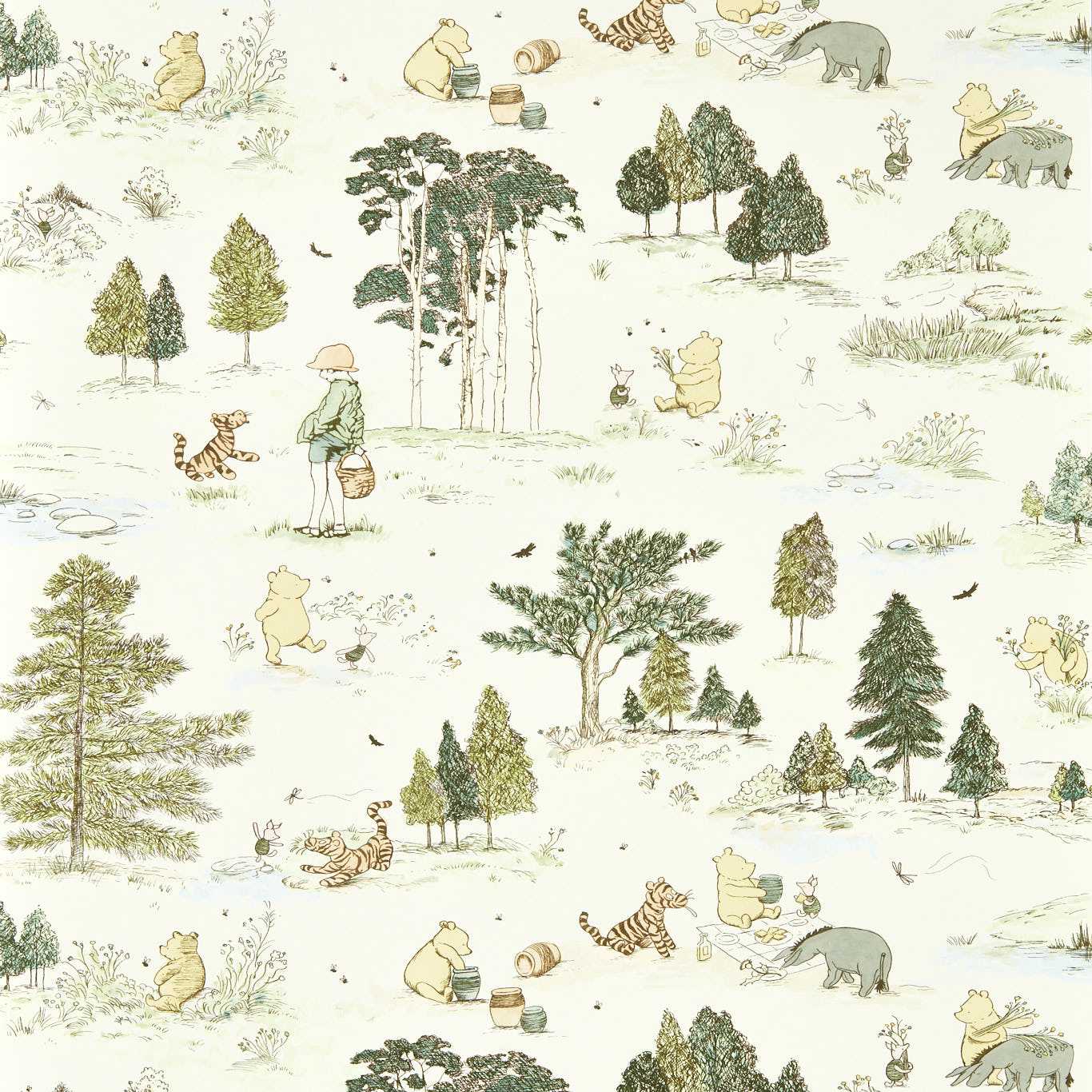 Winnie the Pooh Macaron Green Wallpaper. Sanderson