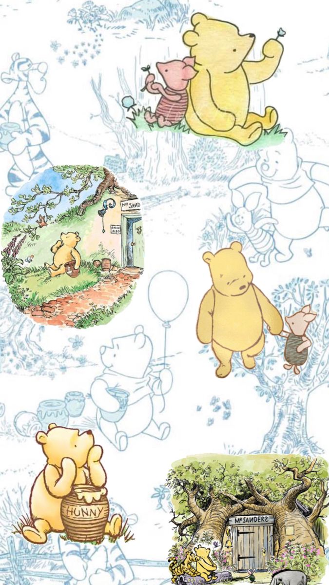Book illustration Pooh phone wallpaper