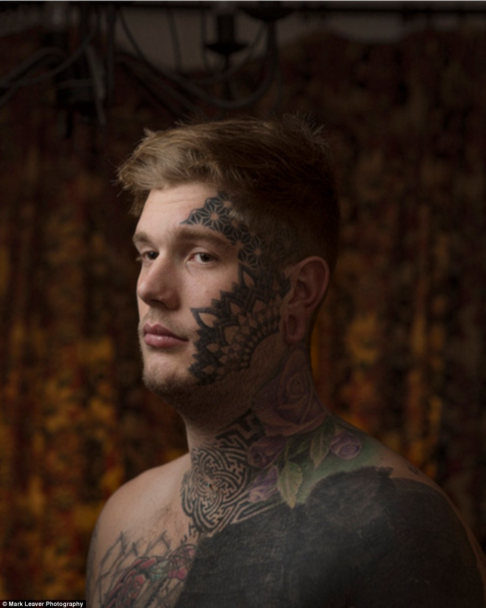 Photographer Mark Leaver's image show people with facial tattoos. Daily Mail Online