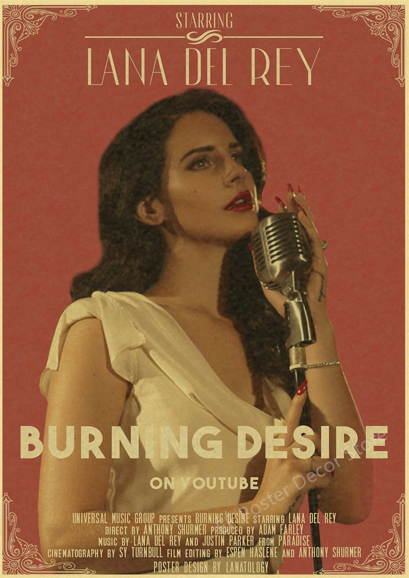 Lana Del Rey Retro Poster Prints Singer AKA Lizzy Grant Music Album Cover Painting LDR Vintage Home Room Bar Cafe Art Wall Decor