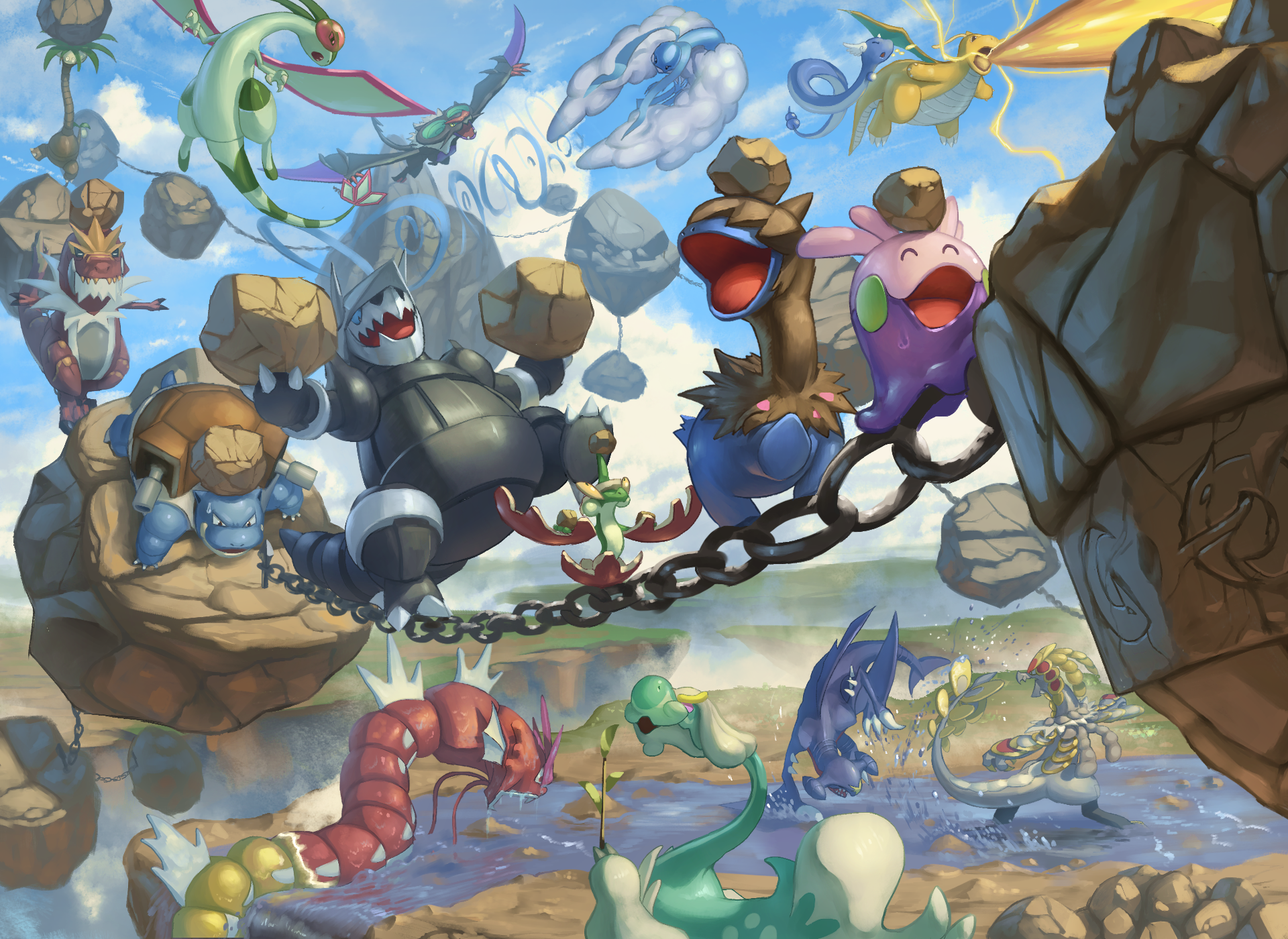Download Exeggutor (Pokémon) Blastoise (Pokémon) Altaria (Pokémon) Gyarados (Pokémon) Dragonite (Pokémon) Dragonair (Pokémon) Video Game Pokemon HD Wallpaper by スペアリブ