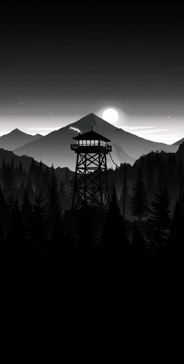 Firewatch black and white wallpaper
