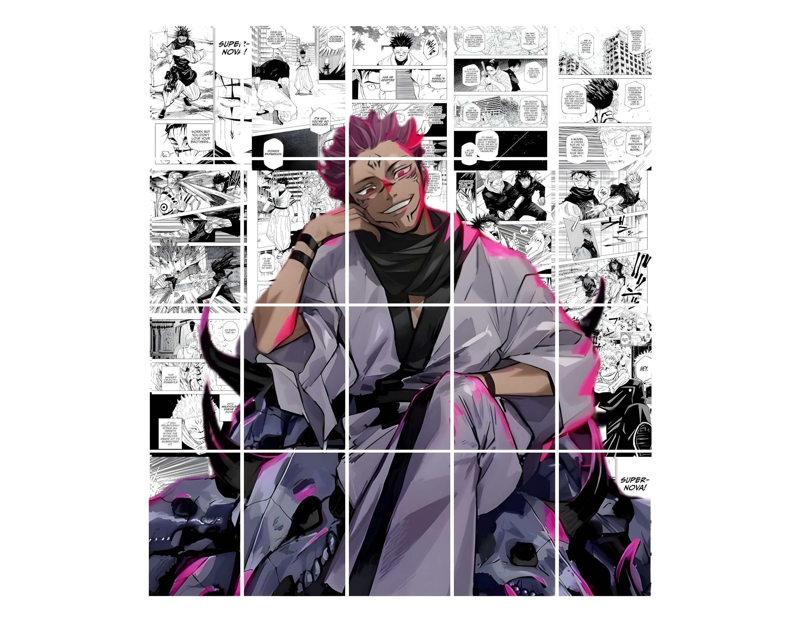 Posters Inc Jujutsu Kaisen Manga Panel Collage Art Kit, Anime Merchandise Wall Decoration Items for Living