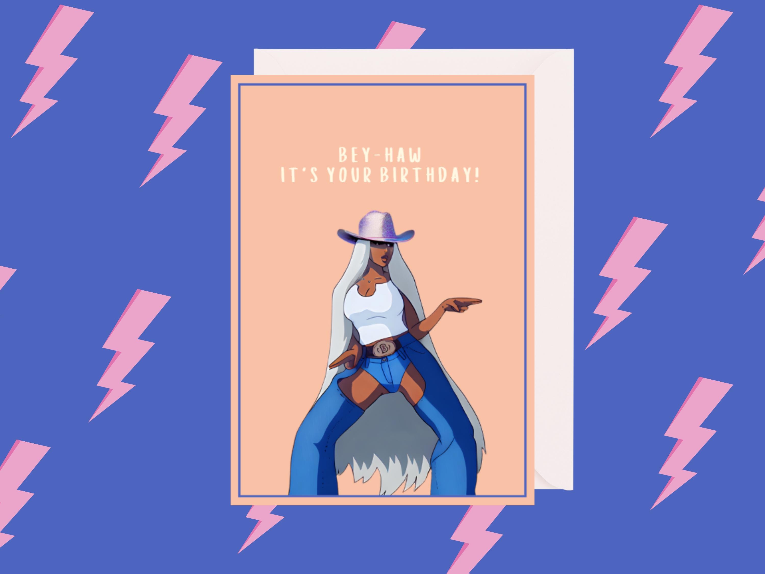 Beyoncé Inspired Birthday Card Set. Fan Art Greeting Cards. Cowboy Carter Album Inspired. Cowgirl Birthday Cards. Cute Greeting Cards