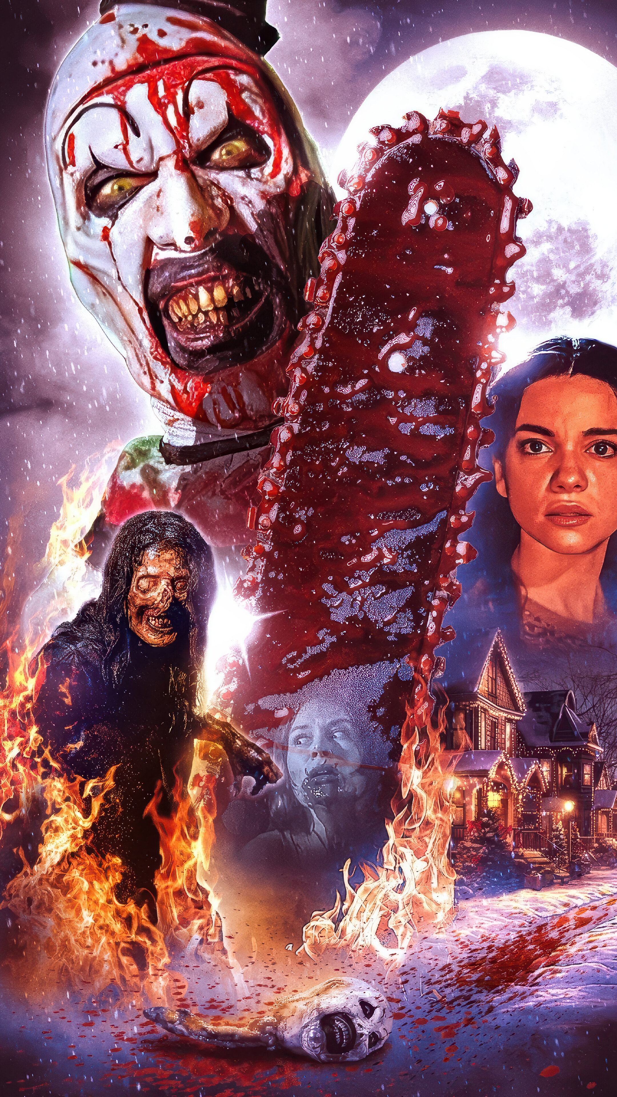 Terrifier 3 Movie Poster Art the Clown 4K Wallpaper iPhone HD Phone b