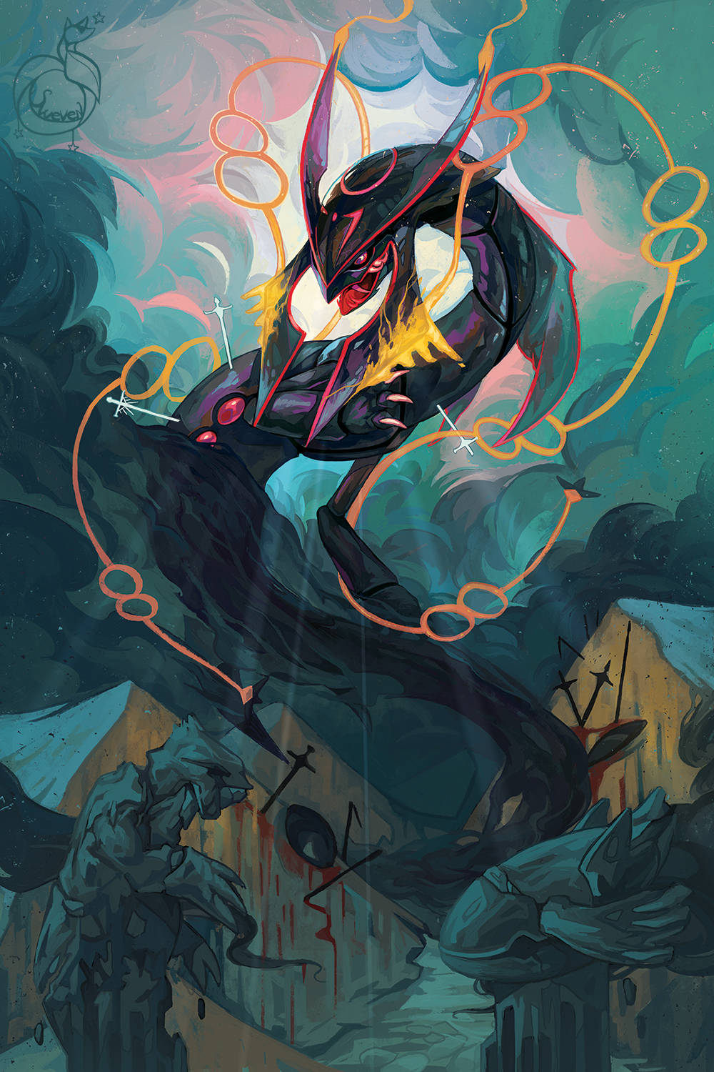 Download Fear the Wrath of Shiny Rayquaza Wallpaper