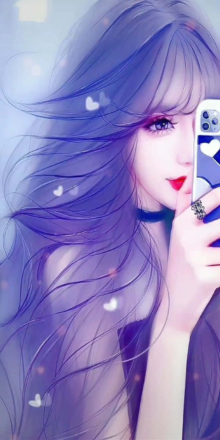 Confident Individual With Long, Vivid Blue Hair Wallpaper