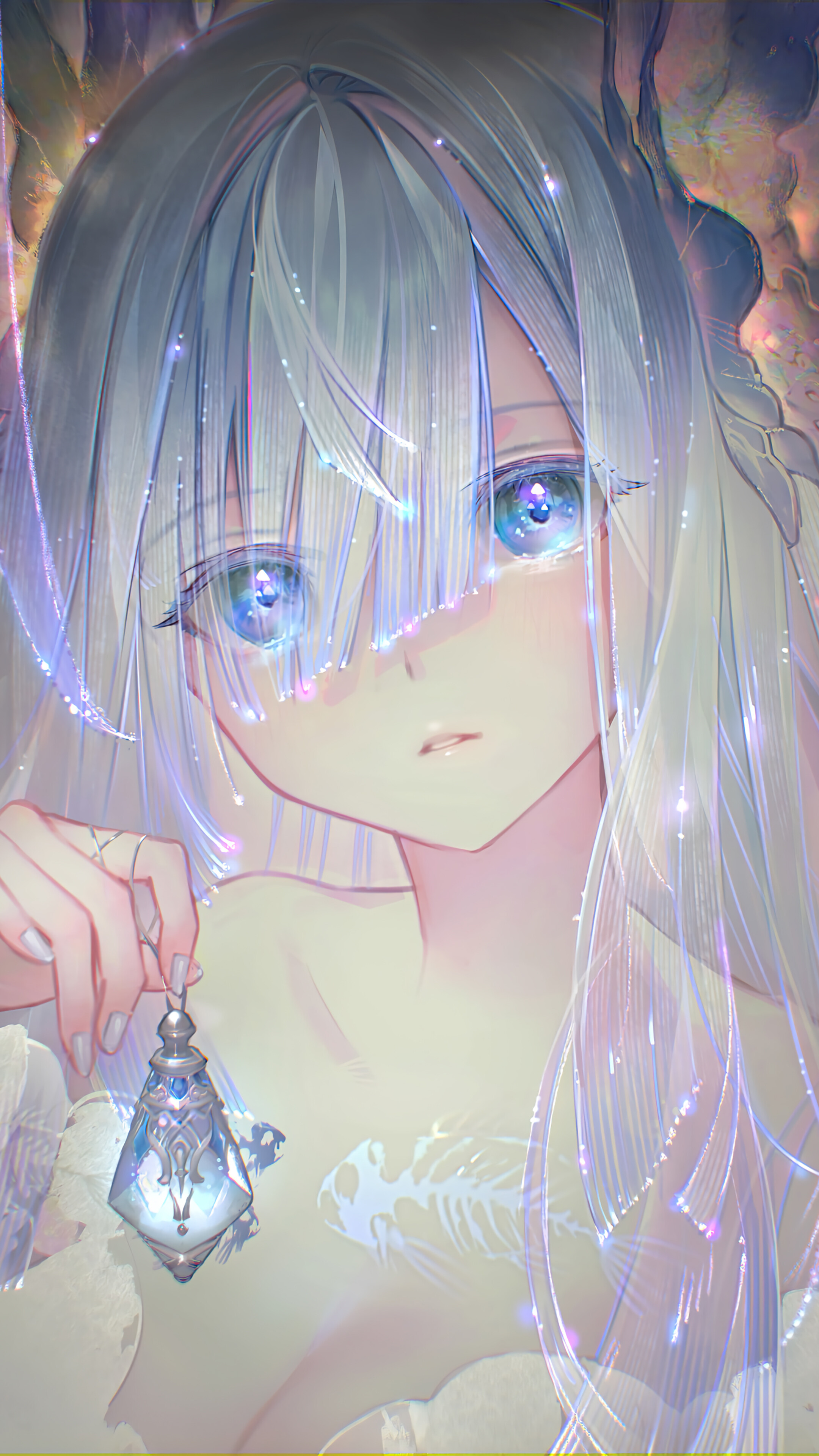 Beautiful Anime Girl Blue Hair 4K Wallpaper iPhone HD Phone i