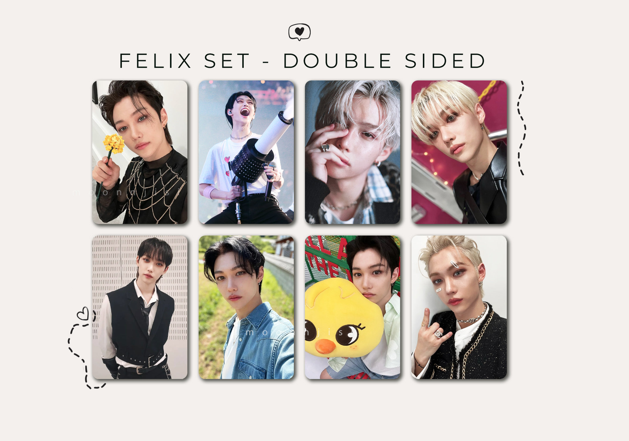 SET 8 Felix Stray Kids Photocard. Set Photocards. Stay, Kpop, Felix, Yongbok, Selca, Photocard Set