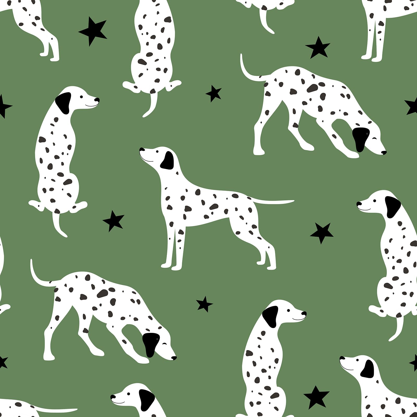 VaryStyle Cute Dog Wallpaper Sage Green White Nursery Wallpaper Dalmatian Dog Peel And Stick Wallpaper For Kids Bedroom 17.7x118 Removable