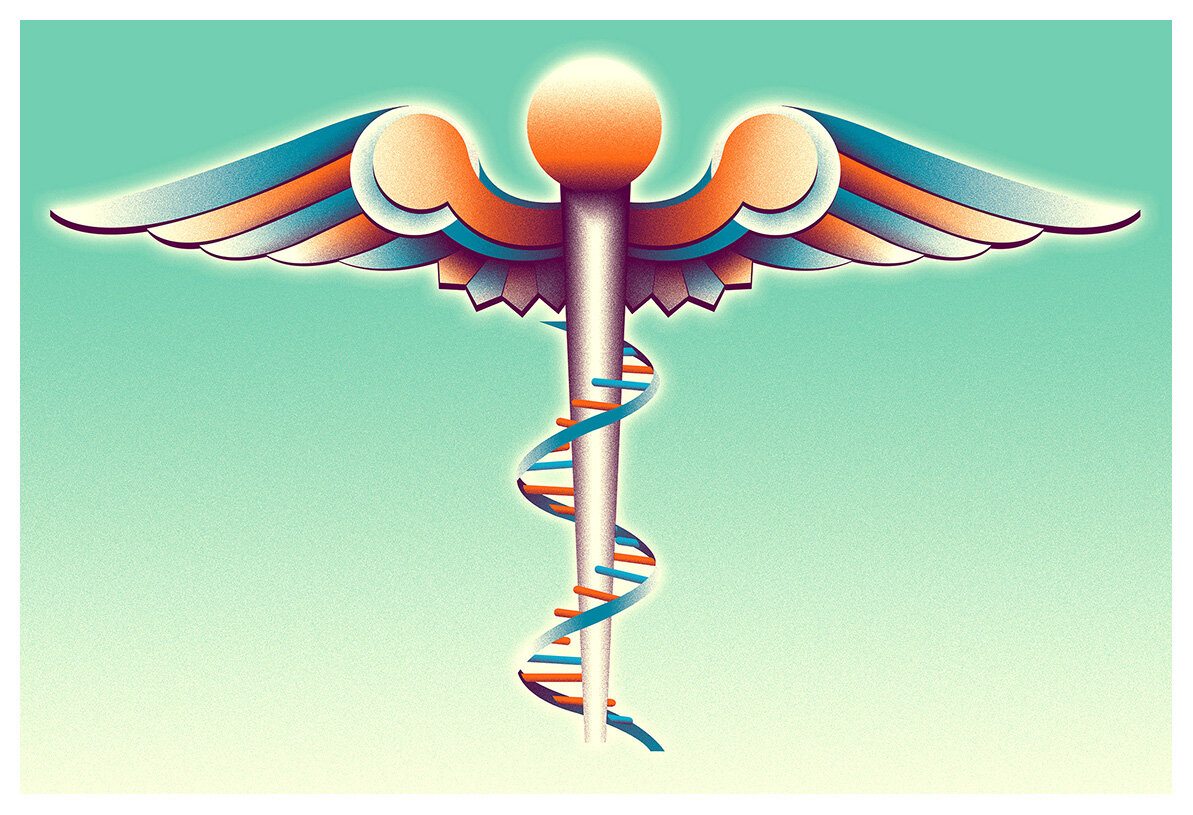Neil Webb. CONCEPTUAL ILLUSTRATION Chemistry Word Asclepius rod