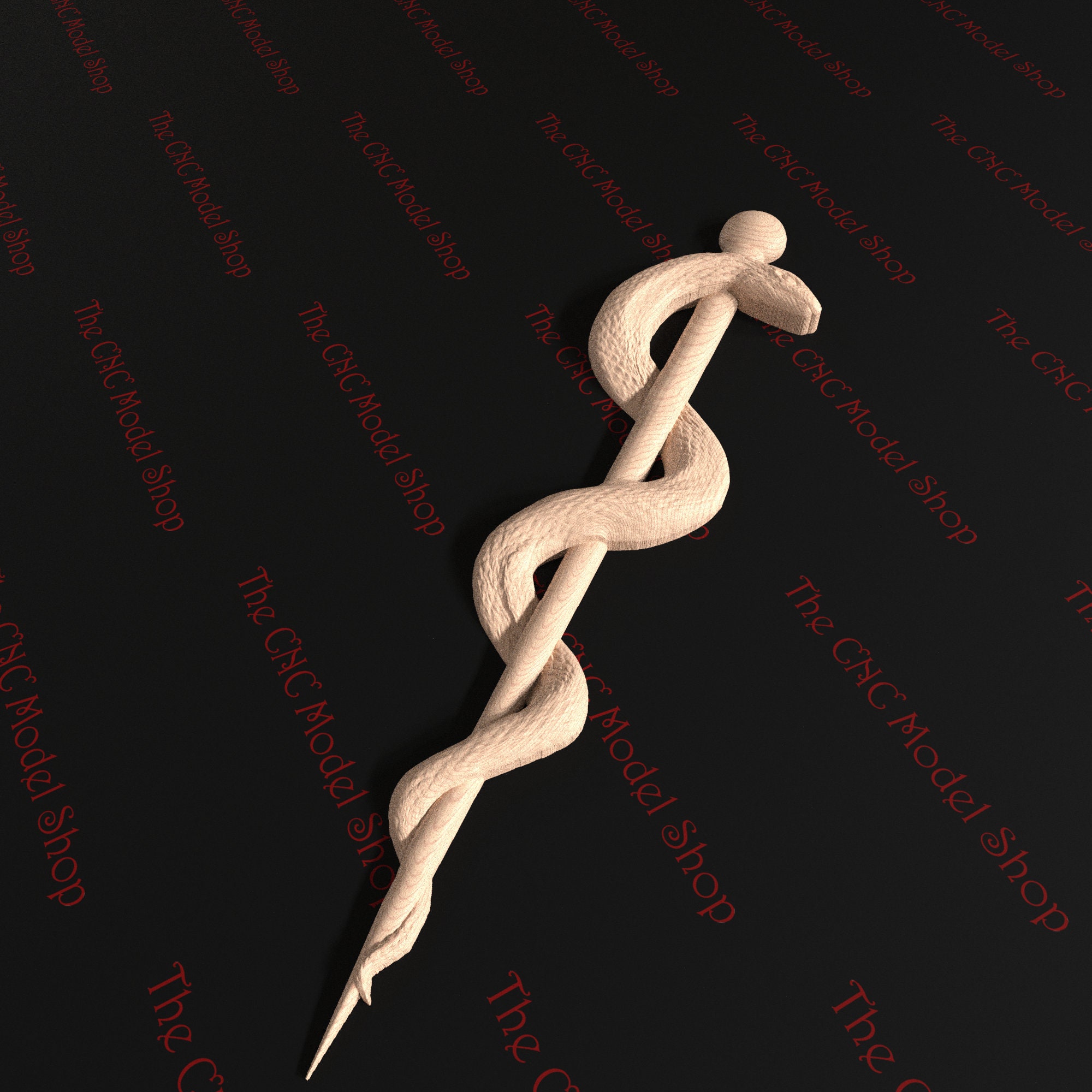 3D Relief STL File of the Rod of Asclepius Symbol for CNC Router Carving