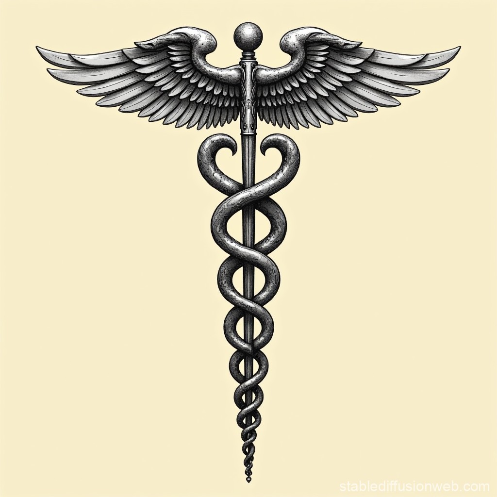Symbol of Medicine Rod Asclepius. Stable Diffusion Online