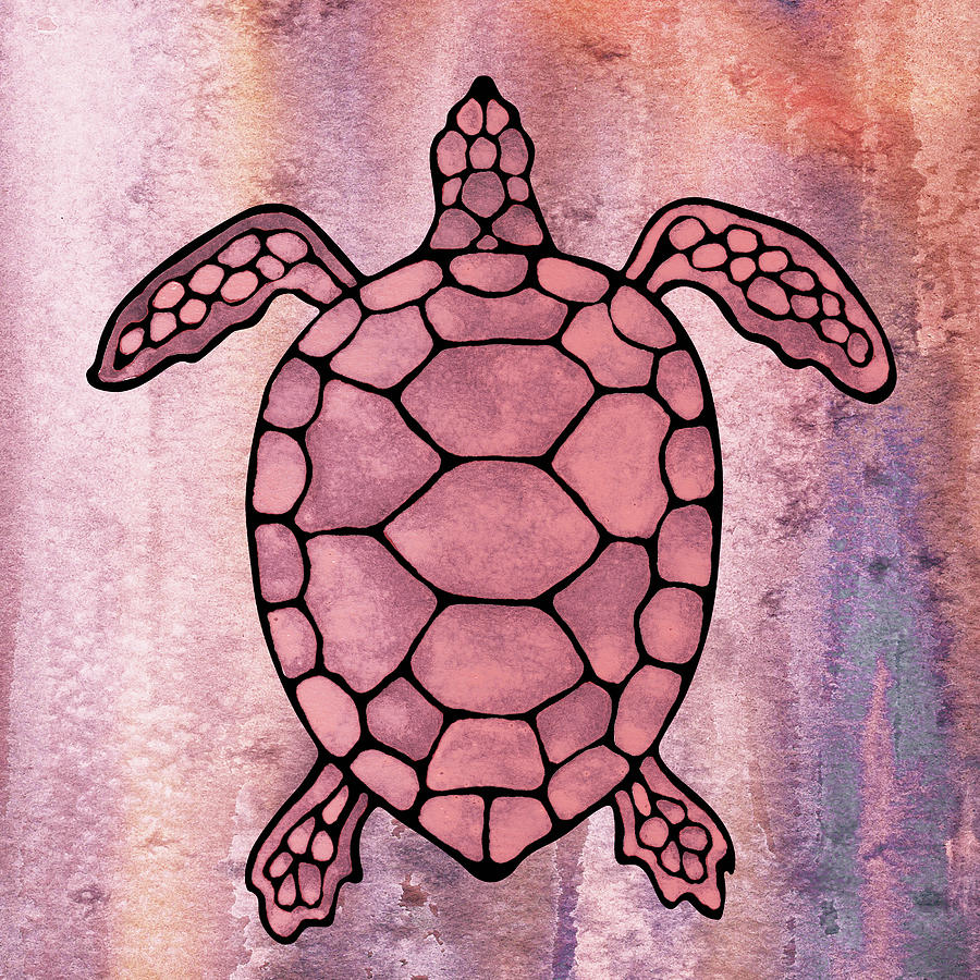 Soft Pink Watercolor Tortoise Under The Sea Turtle Native Art Ocean Creature Ix by Irina Sztukowski Free and Rights Managed Licenses