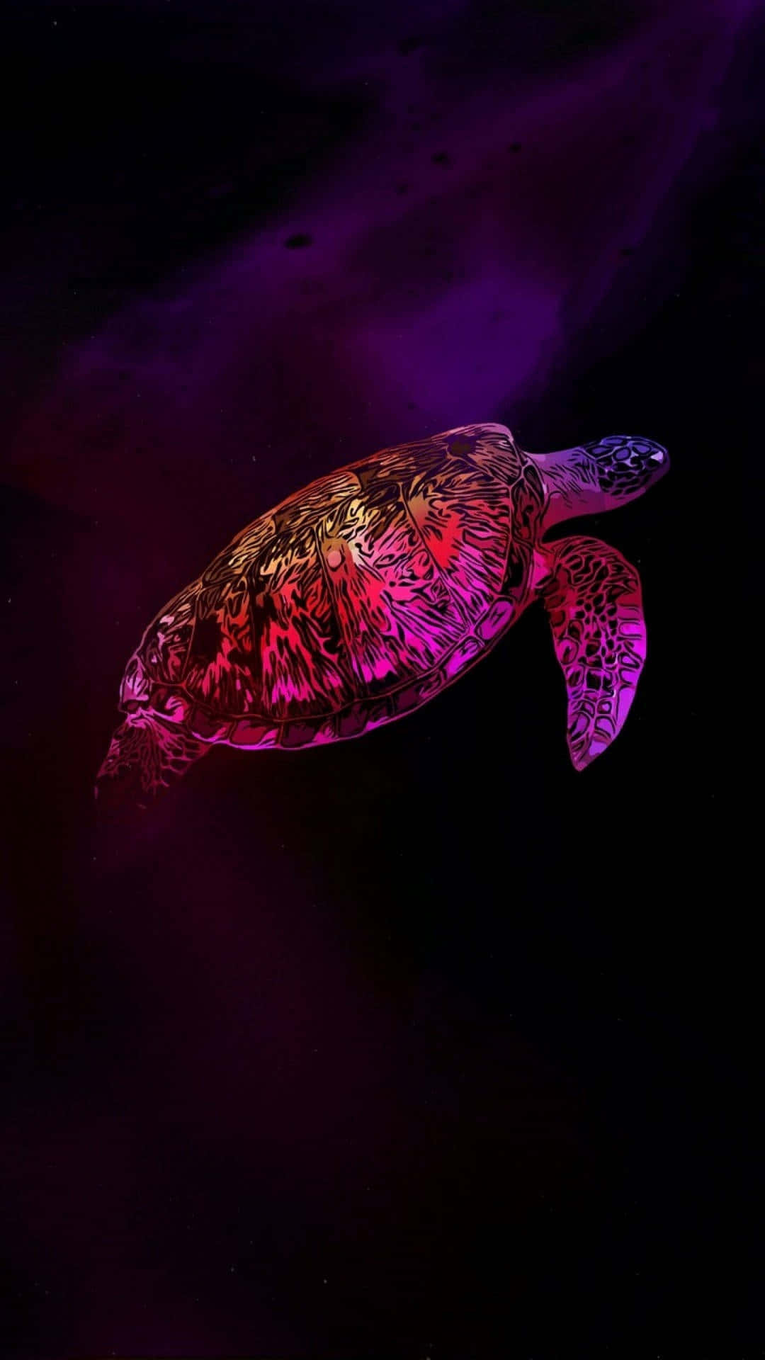 Download Neon Glow Sea Turtle Art Wallpaper