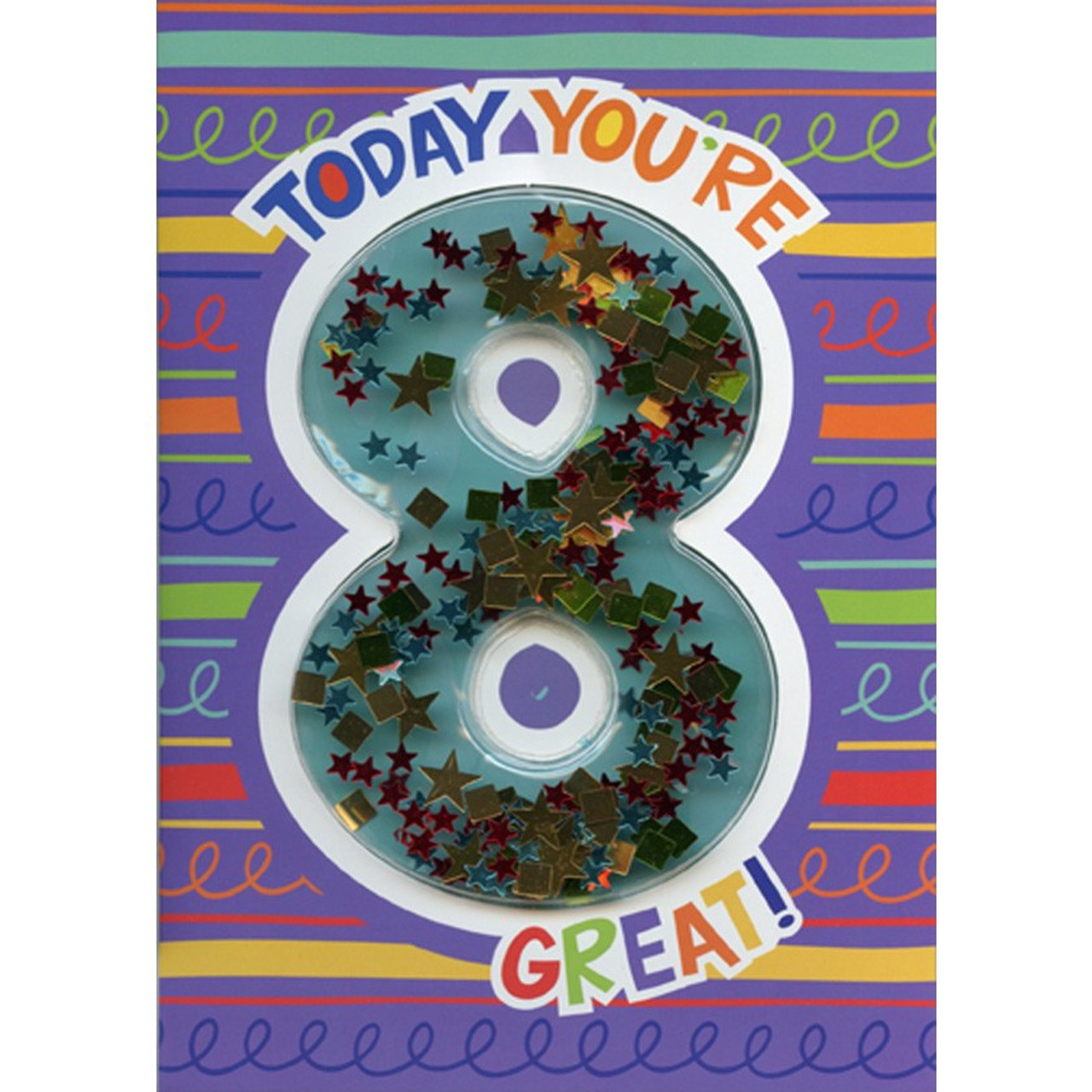 Today You're 8 Confetti Shaker 3D Age 8 / 8th Birthday Card