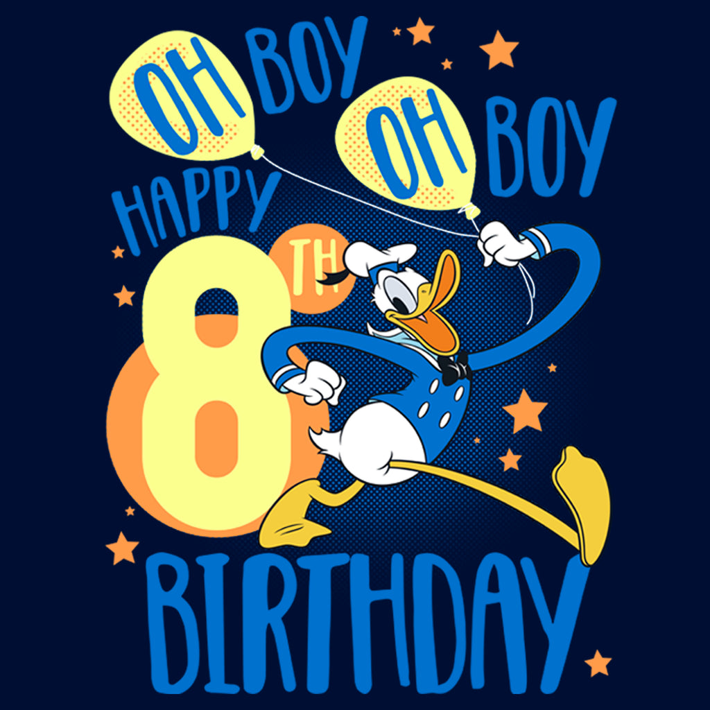 Boy's Mickey & Friends Donald Duck Oh Boy Happy 8th Birthday T Shirt