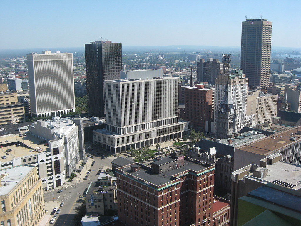 Downtown Buffalo NY skyline as seen from Buffalo City Hall