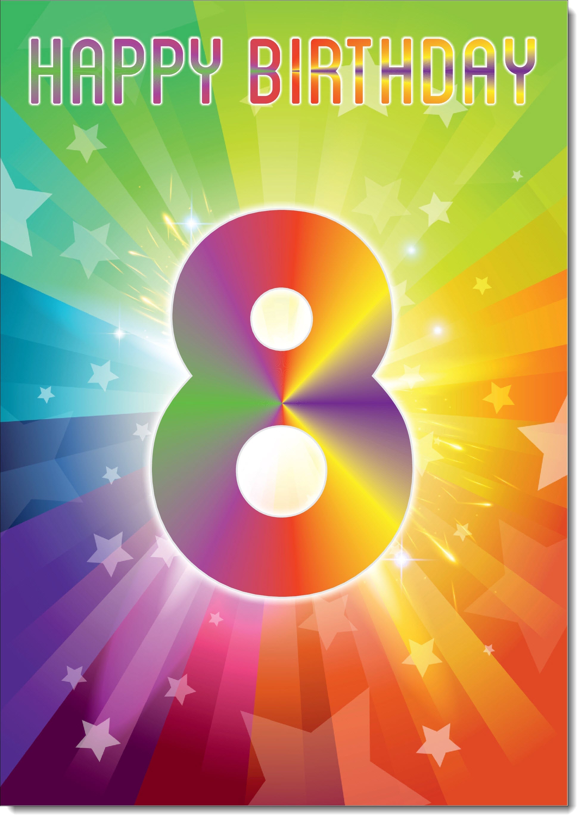 8th Birthday Card Age 8 for Boy Rainbow Explosion