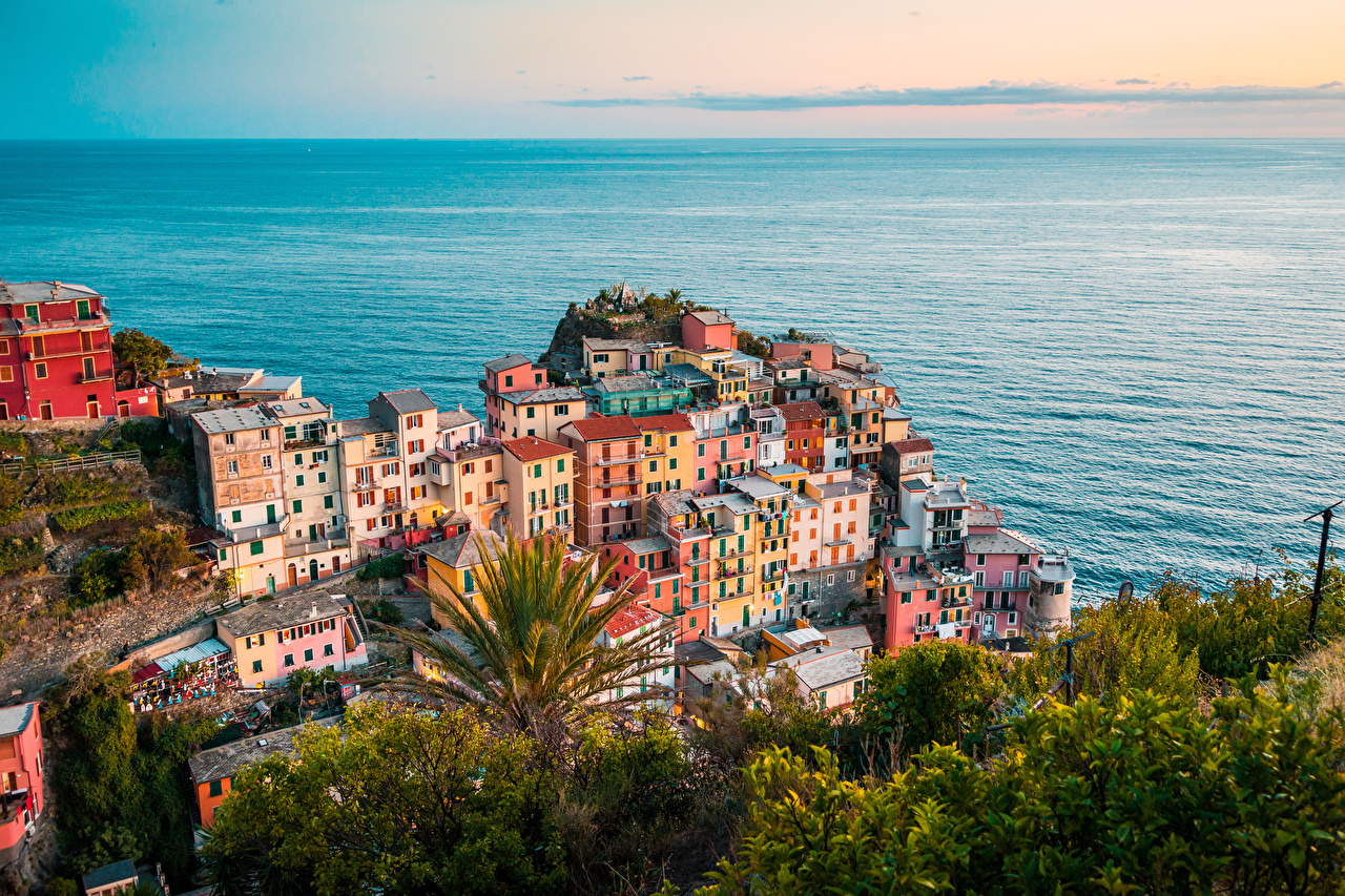 Desktop Wallpaper Cinque Terre park Italy Manarola, Riomaggiore Sea