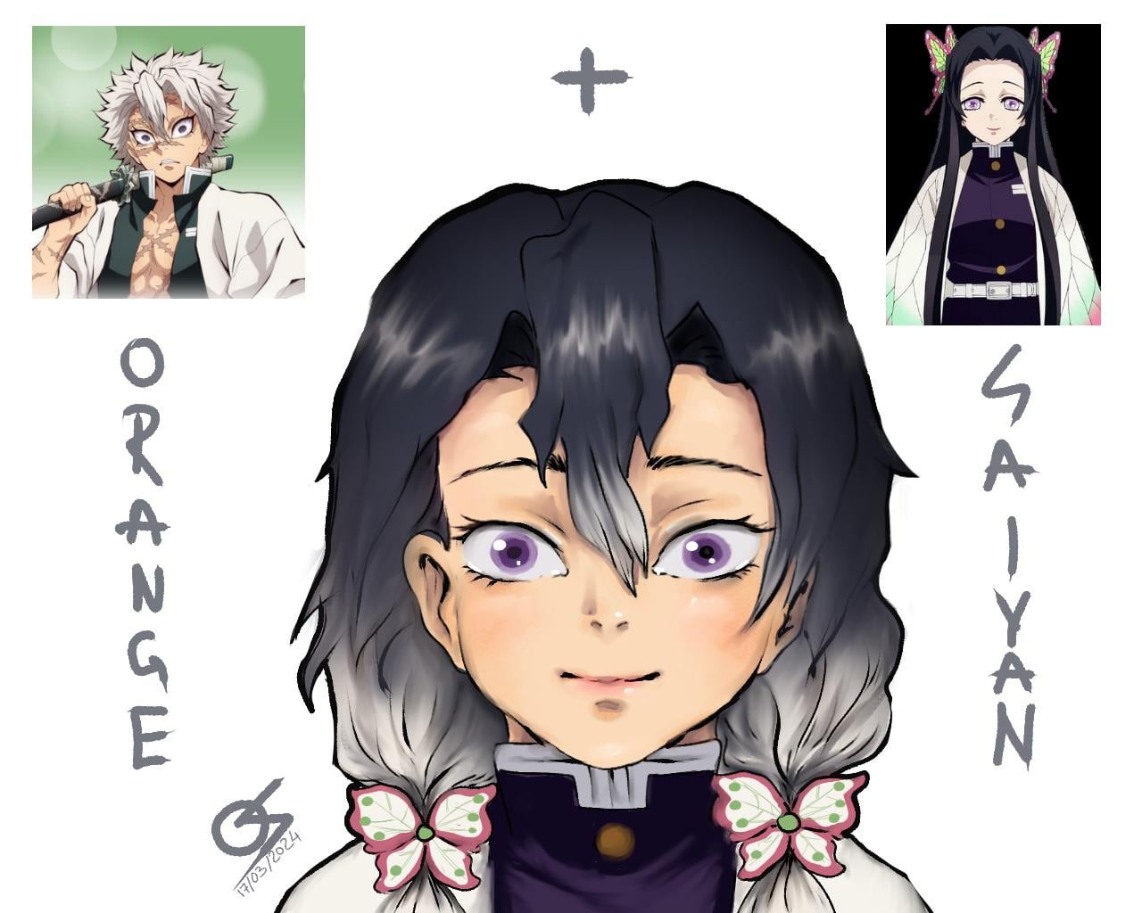 Sanemi + Kanae = Sanae ♥ Their kid would look like this / my artwork