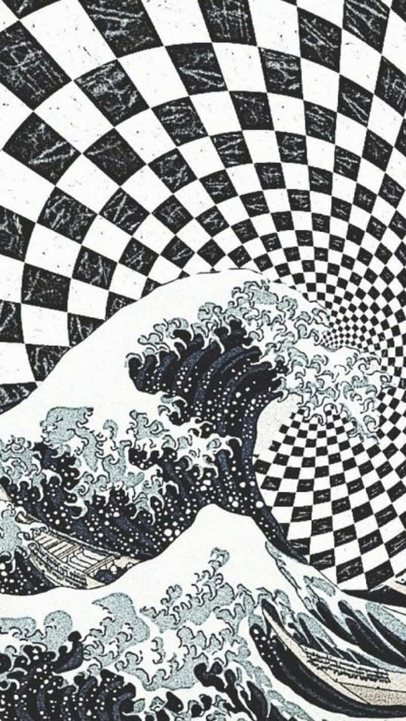 Download Checkered Wave Illusion Art Wallpaper