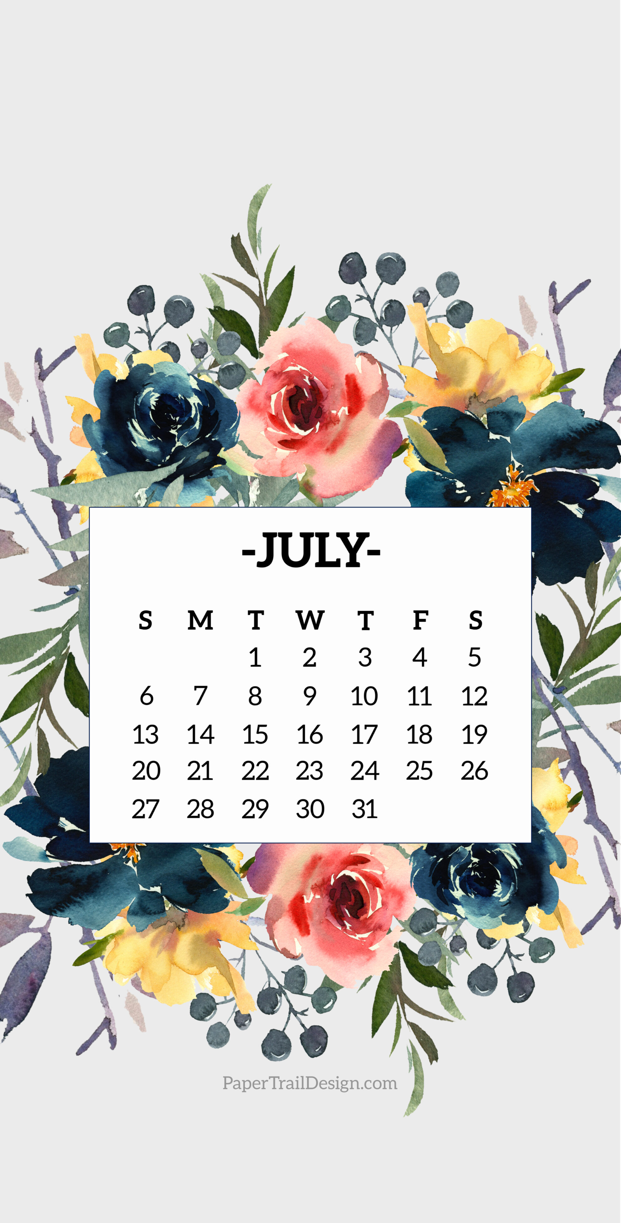 2025 Calendar Phone Wallpaper Trail Design