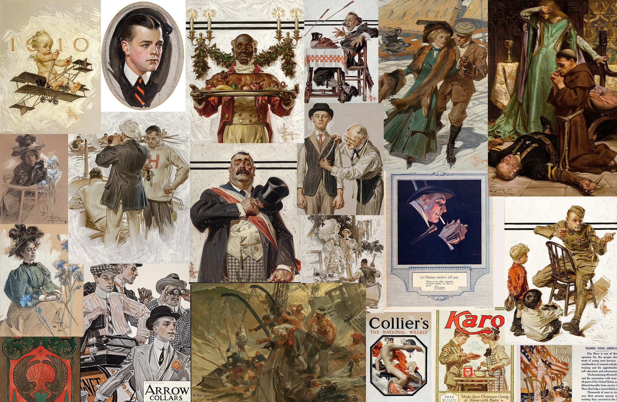J.C. Leyendecker 58 High Quality Printable Illustrations Classic Magazine Covers Digital Download