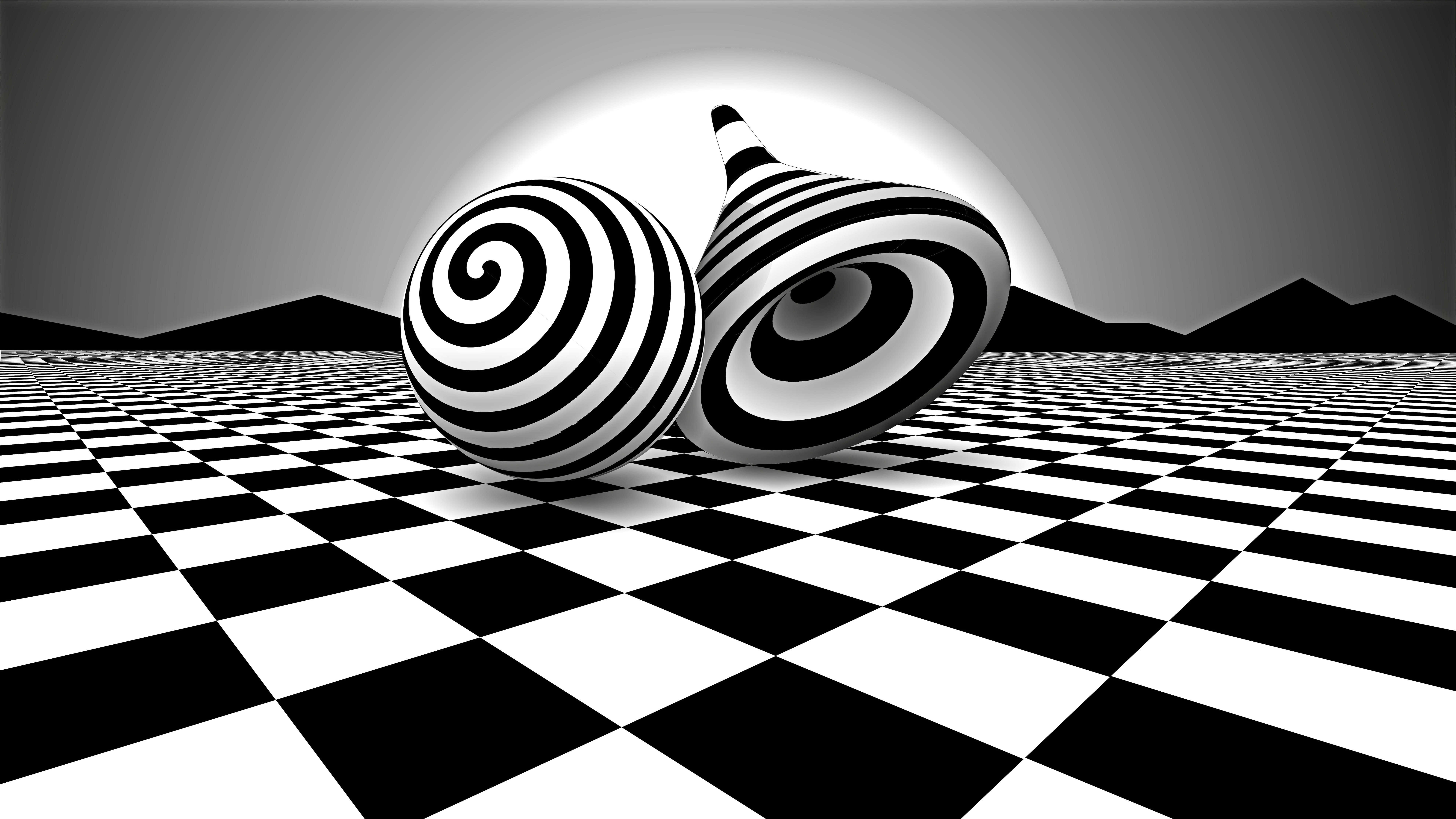 Black And White Optical Illusion UHD 8K Wallpaper