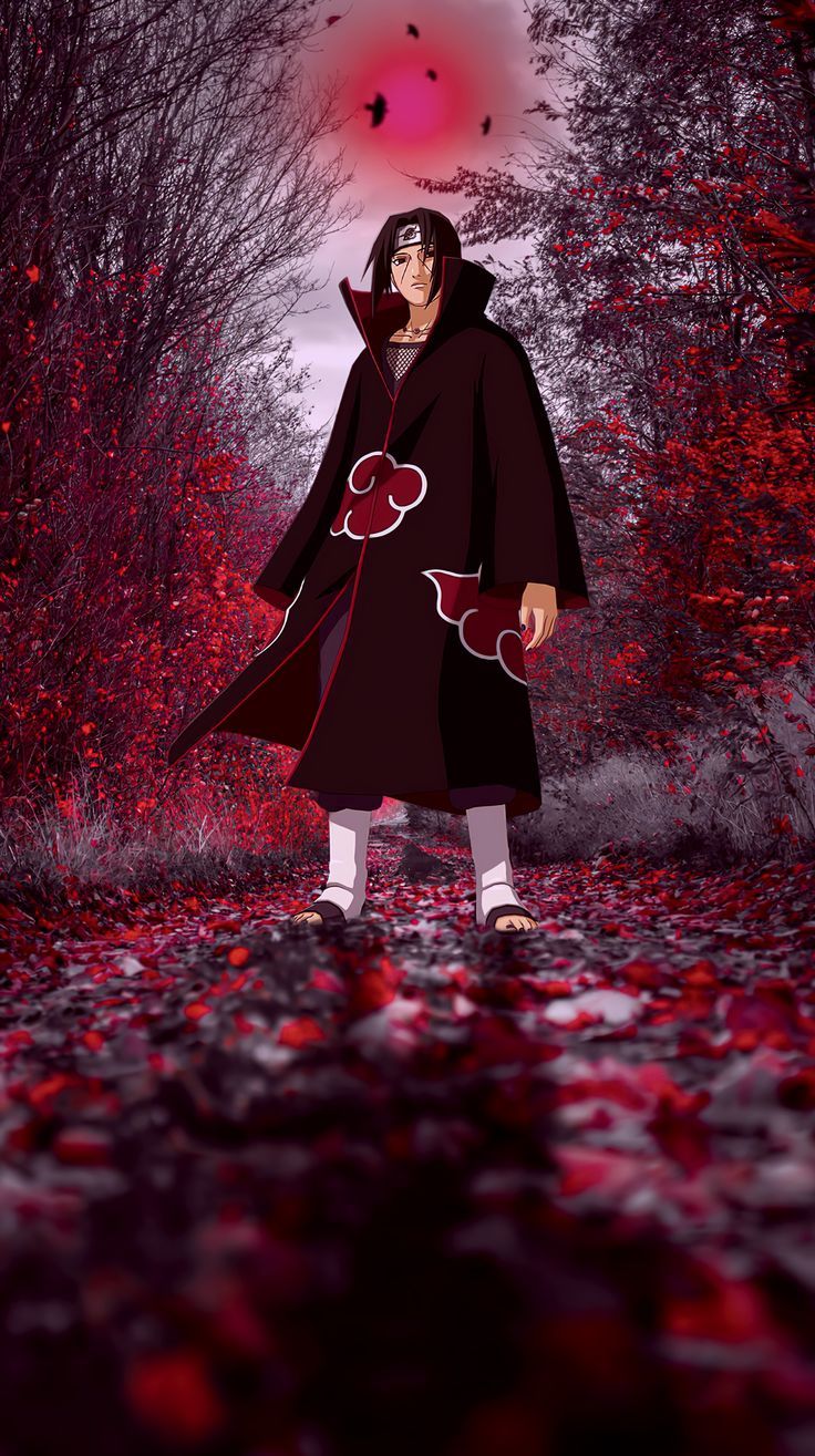 Itachi Uchiha Forest red Moon 4K Vertical Wallpaper. Naruto fotos, Itachi mangekyou sharingan, Narut. Itachi mangekyou sharingan, Photo naruto, Itachi uchiha art