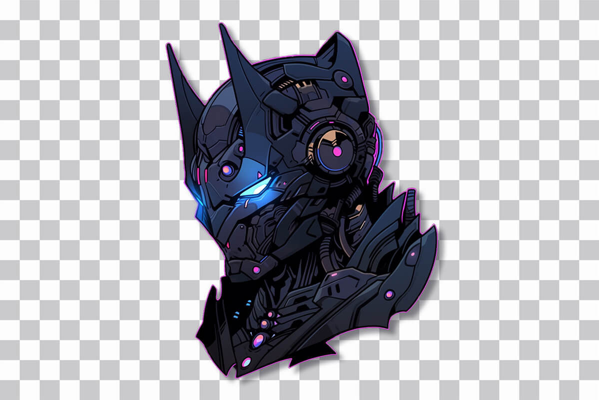 Cyber Batman Head Pink Stroke Sticker Sticker Download