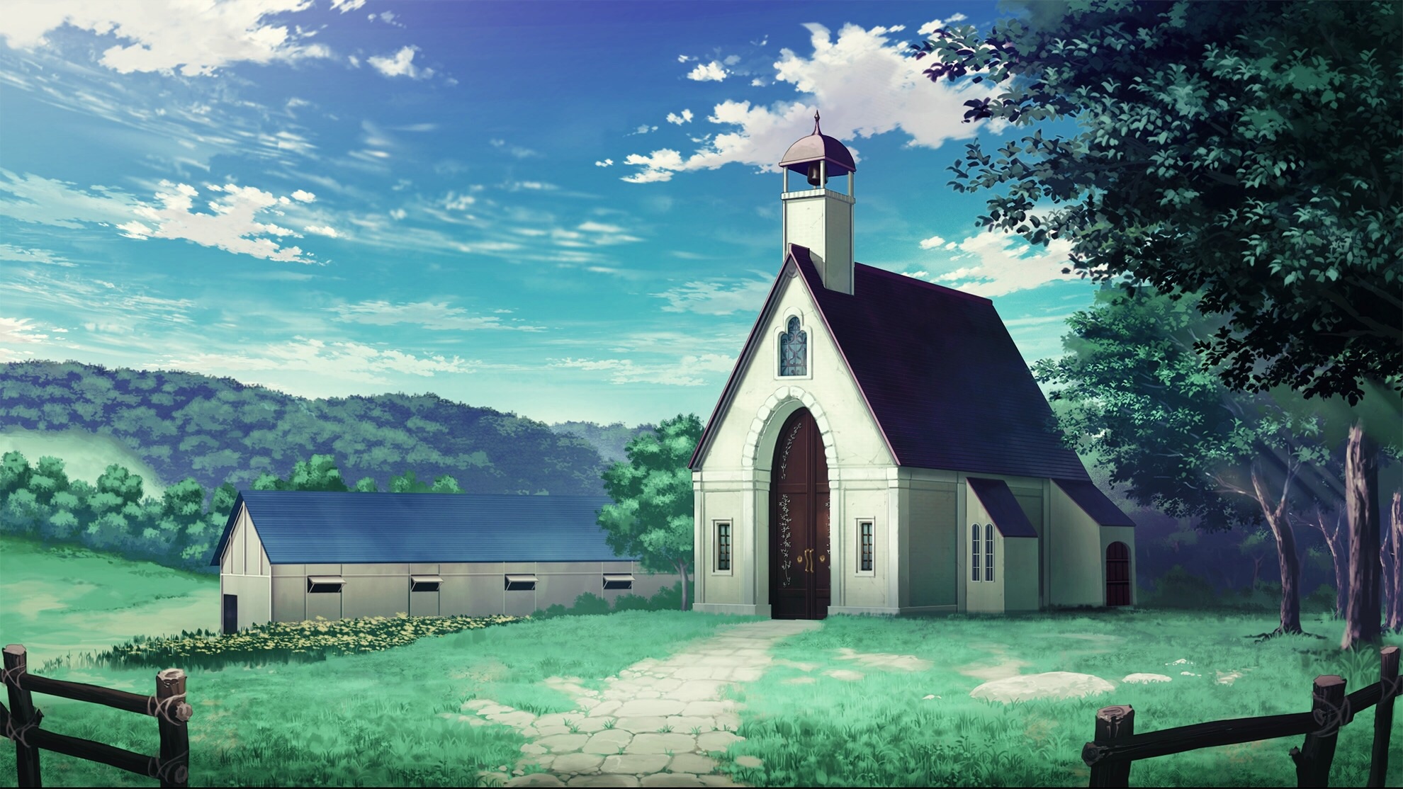 Download Church Anime Building HD Wallpaper
