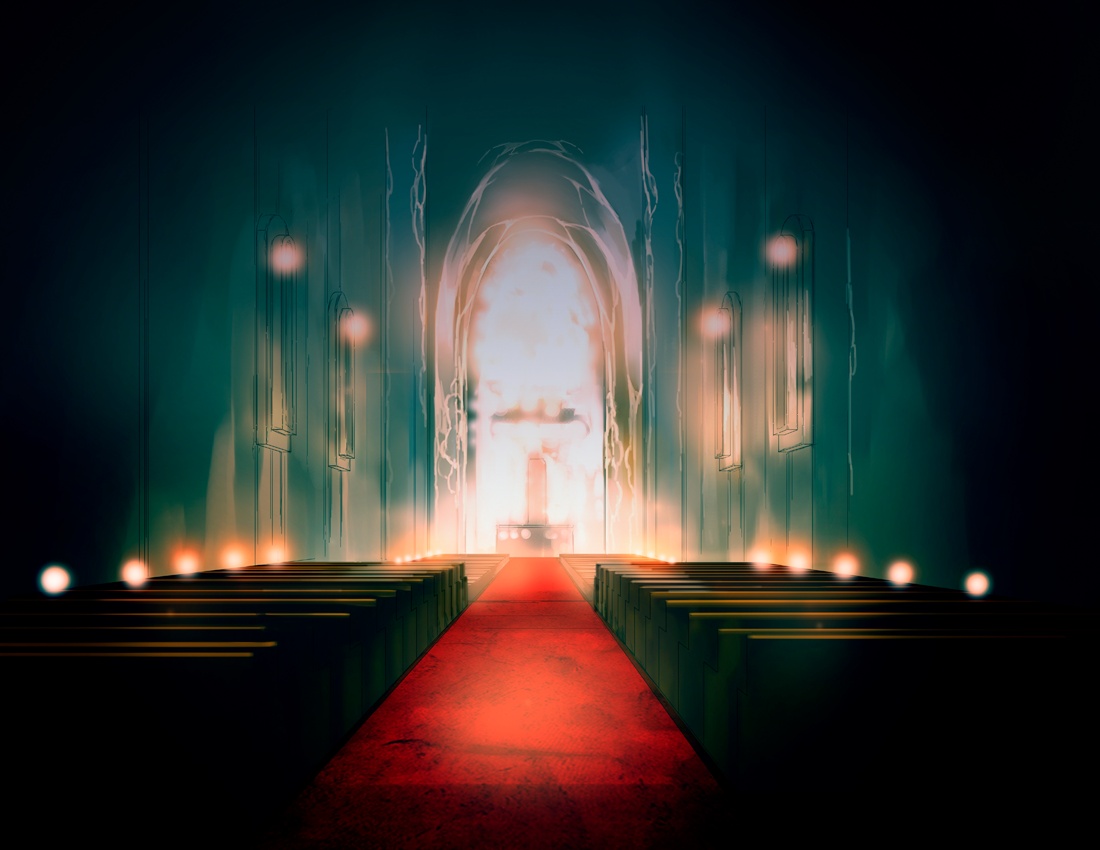 Anime Landscape: Anime Gothic Church Background