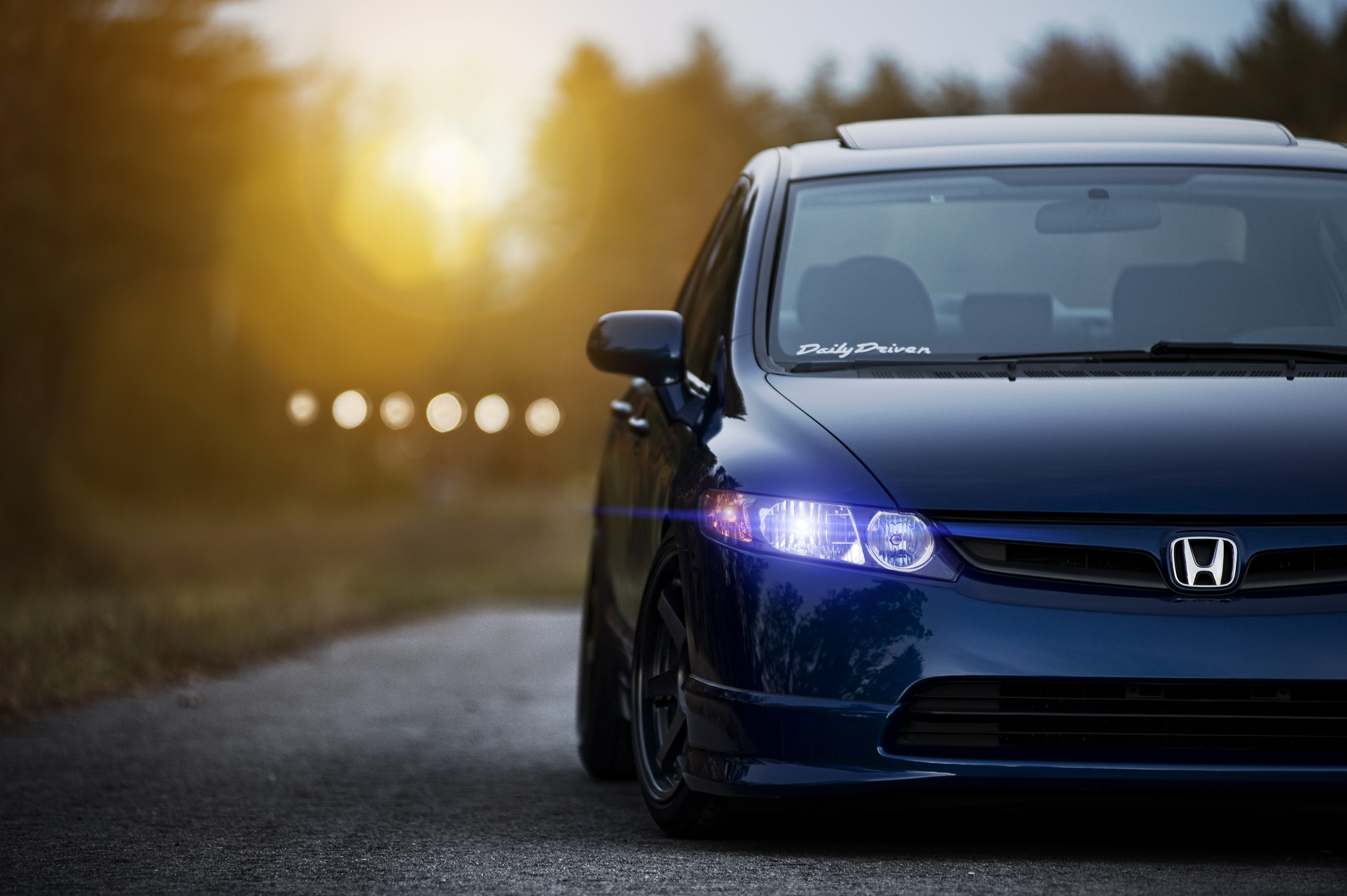 Wallpaper the sun, sunset, blue, Honda, Blik, Honda, blue, front for mobile and desktop, section honda, resolution 4256x2832