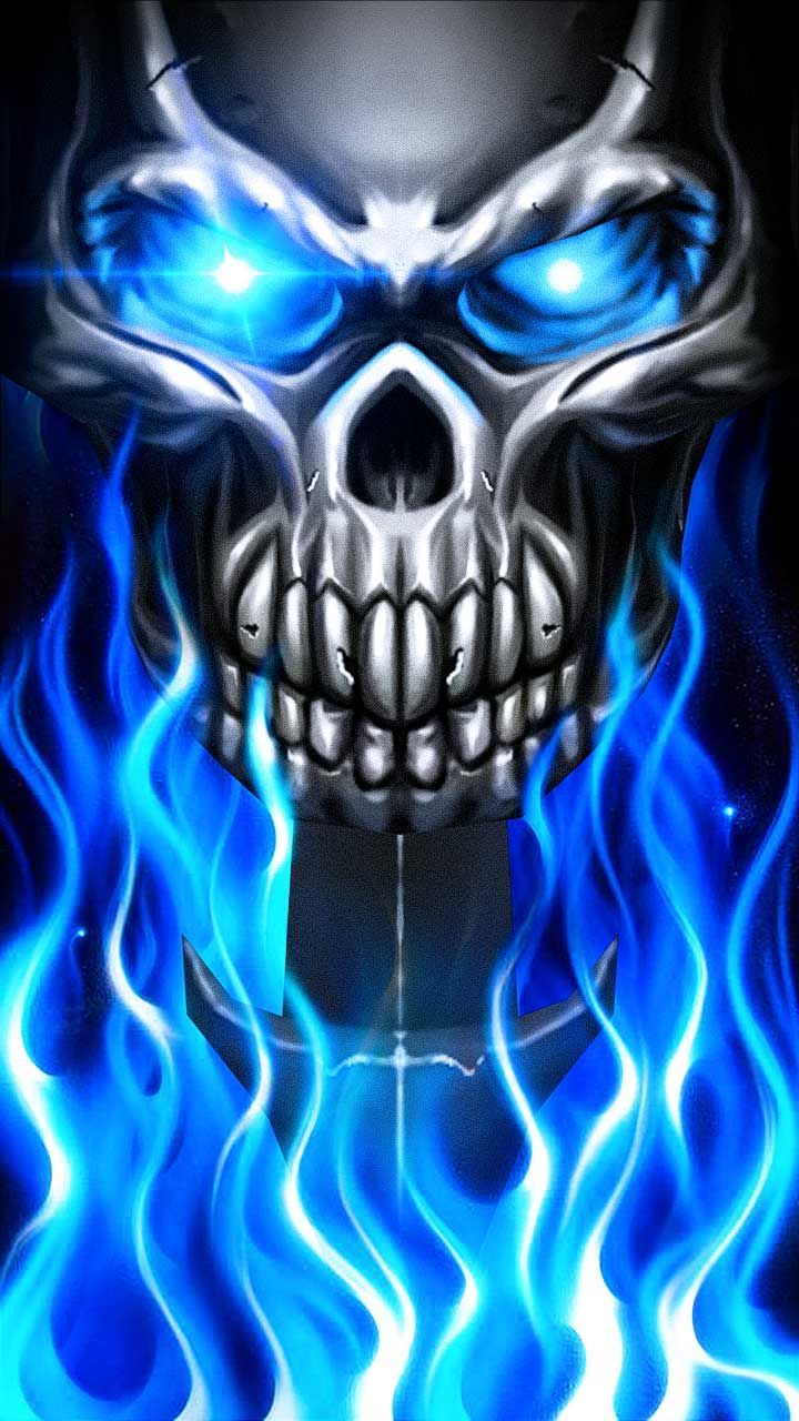 Blue Fire Skull Wallpaper 39